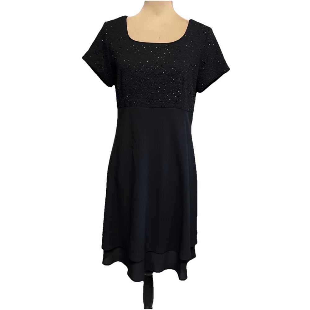 Vintage Black Sequin Embellished Mini Babydoll Dress Sz 10 90s Grunge‎ Gothic